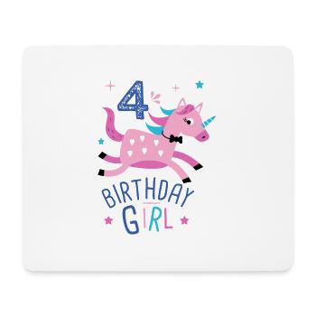 4. Geburtstag Mädchen 4 Jahre Licorn Einhorn - Mousepad (Querformat) - Weiß - Vorne