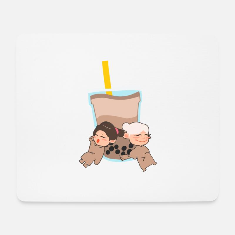 Deux Filles Avec Bubble Tea Mignon - Tapis de souris (format paysage) - blanc