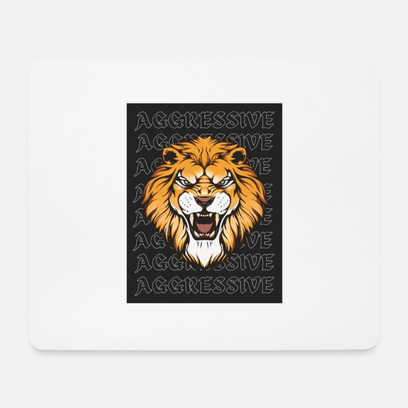 Aggressive Lion - Mouse Pad (horizontal) - white