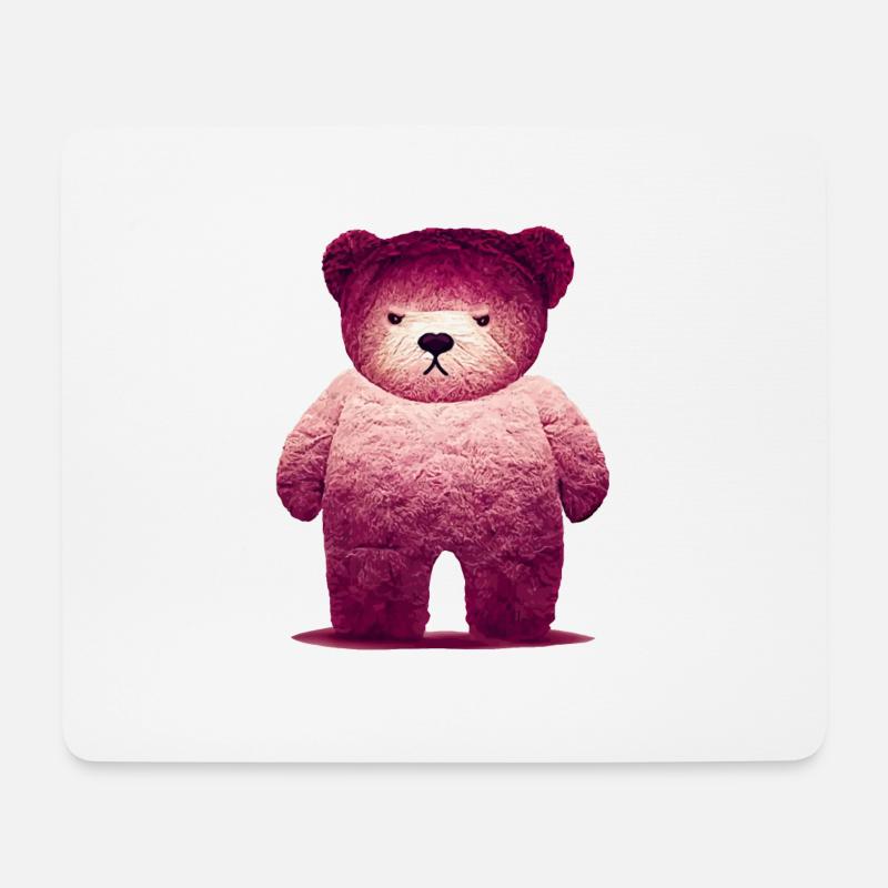 Pink Grumpy Teddy - Mousepad (Querformat) - Weiß
