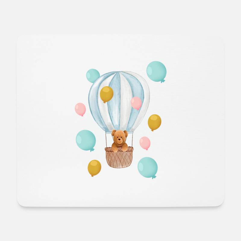 Teddy im Ballon - Mousepad (Querformat) - Weiß