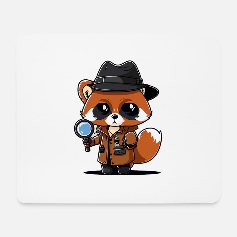 roter Panda Detektiv - Mousepad (Querformat) - Weiß