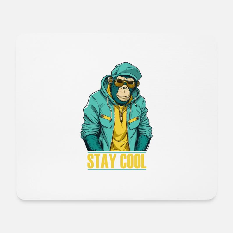 Cooler Affe Stay Cool - Mousepad (Querformat) - Weiß