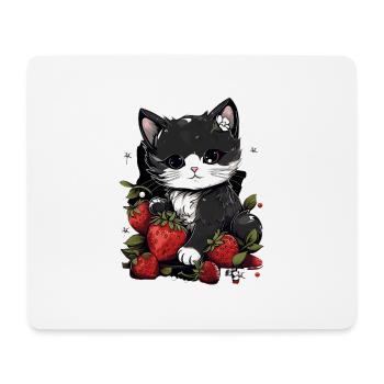 Cat Ragamuffin Fraise Cadeau - Tapis de souris (format paysage) - blanc - Devant
