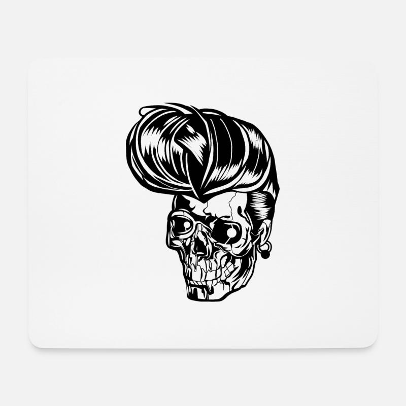 Rockabilly Skull - Mouse Pad (horizontal) - white