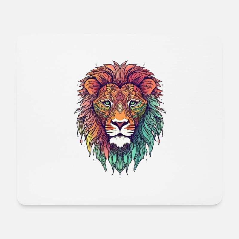 Löwe - Mousepad (Querformat) - Weiß
