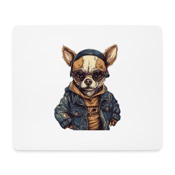 Cool aussehender Chihuahua Hund Rapper Stil Straße - Mousepad (Querformat) - Weiß - Vorne
