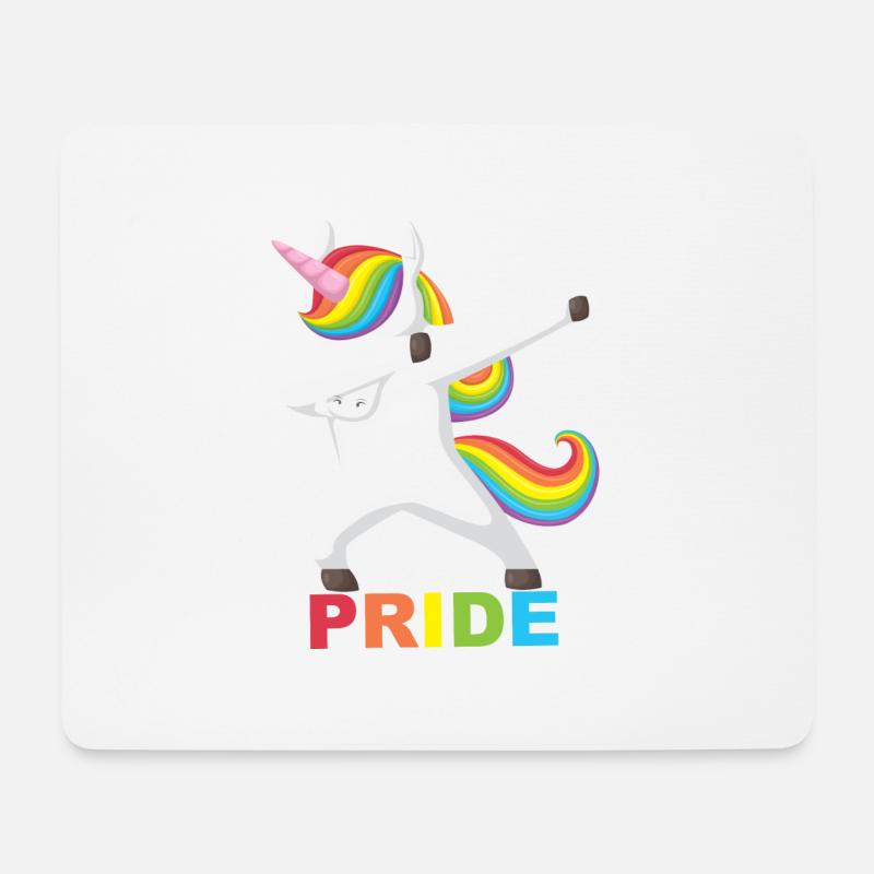 PRIDE MONTH - dabbing unicorn - Mousepad (Querformat) - Weiß