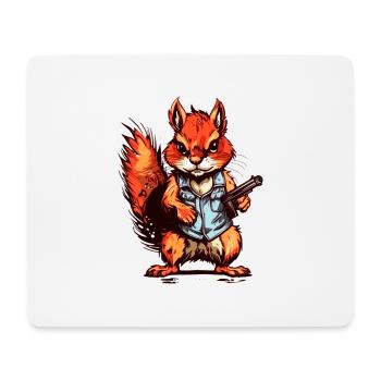 Eichhörnchen als bewaffneter Söldner - Mousepad (Querformat) - Weiß - Vorne
