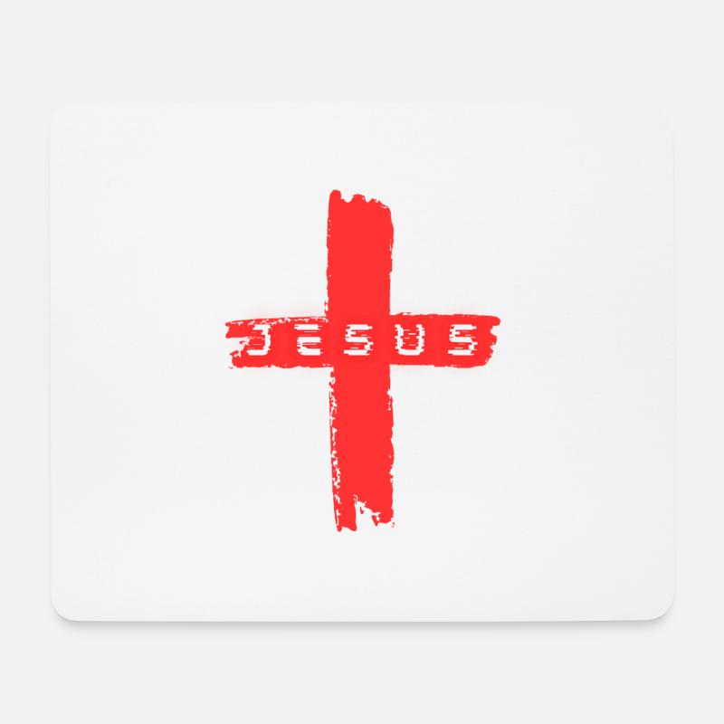 Jesus Kreuz - Mousepad (Querformat) - Weiß