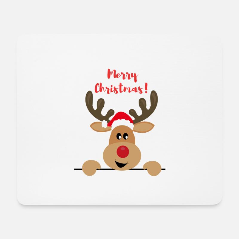 Renntier wünscht Frohe Weihnachten - Mousepad (Querformat) - Weiß