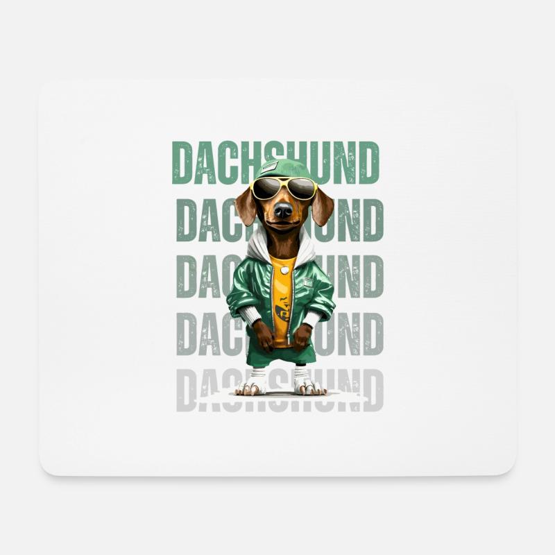 Abenteuerlustiger Dackel Tee | Cartoonhafter Hundeliebhaber - Mousepad (Querformat) - Weiß