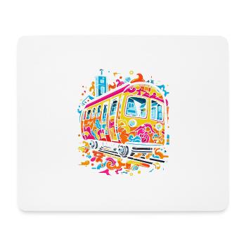 Pop Art Doodle Trai - Vibrant Caricature - Mouse Pad (horizontal) - white - Front