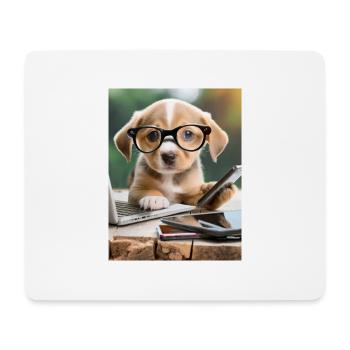 dog with glasses - Mouse Pad (horizontal) - white - Front