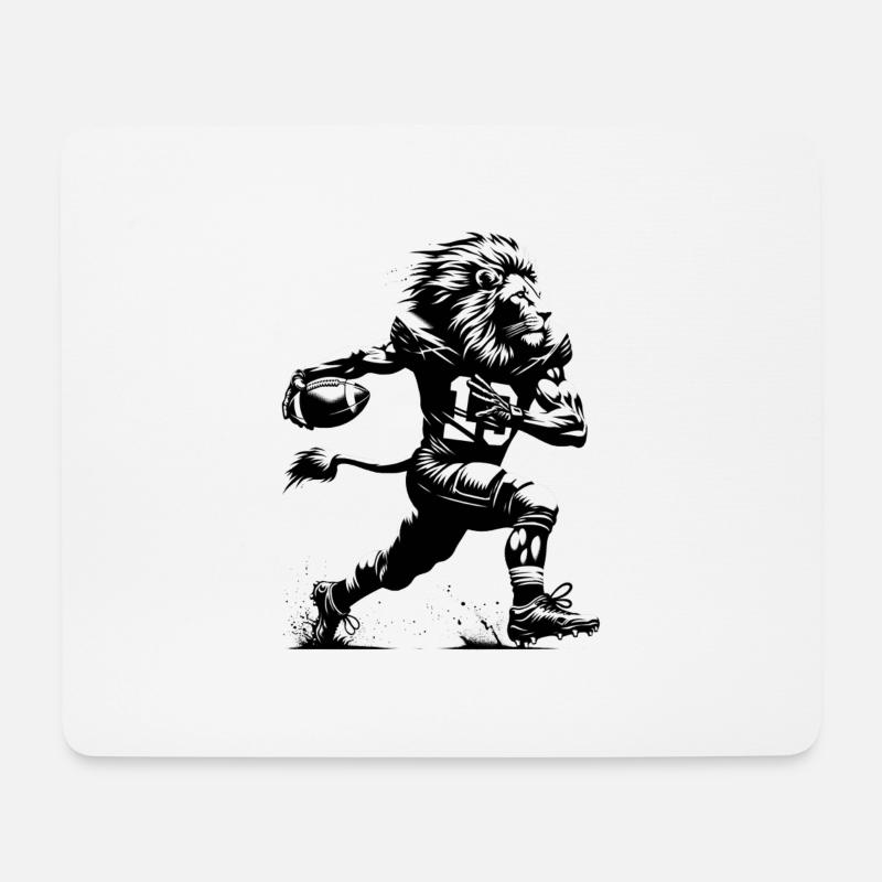 Löwe spielt American Football - Mousepad (Querformat) - Weiß