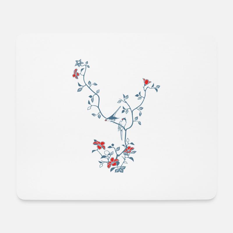 Birds And Magnolia II - Mouse Pad (horizontal) - white