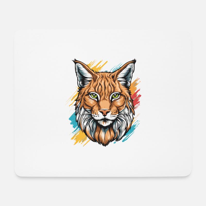 Luchs-Katze - Mousepad (Querformat) - Weiß