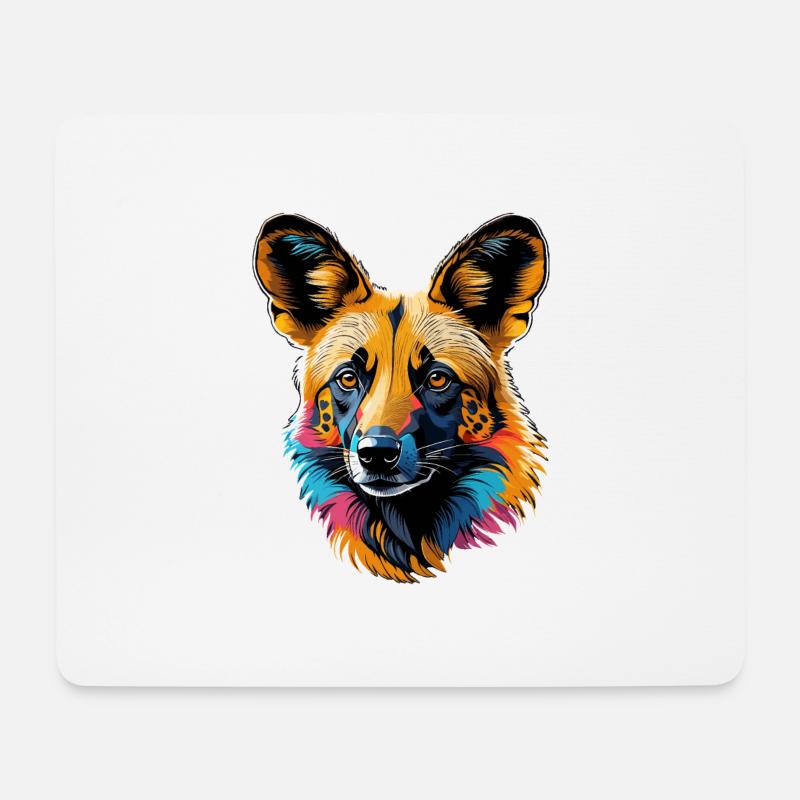 Afrikanischer Wildhund - Mousepad (Querformat) - Weiß