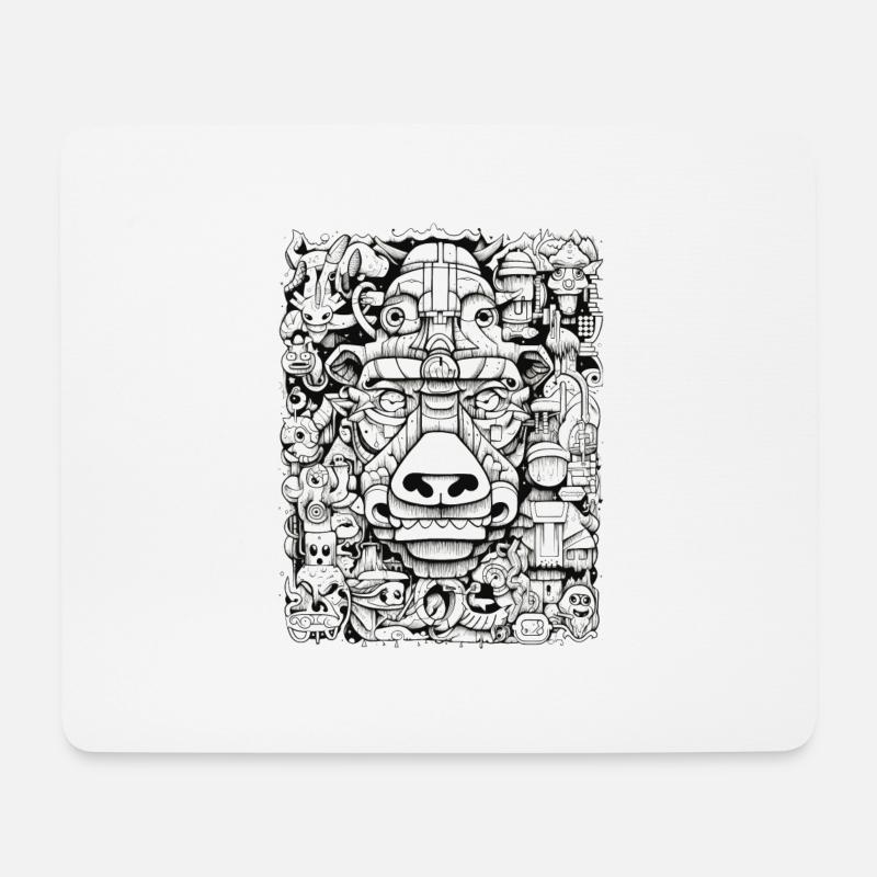 Graffiti Inspirationen:Bison s/w - Mousepad (Querformat) - Weiß