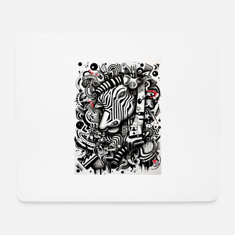 Zebra abstrakt geometri - Musemåtte (tværformat) - hvid