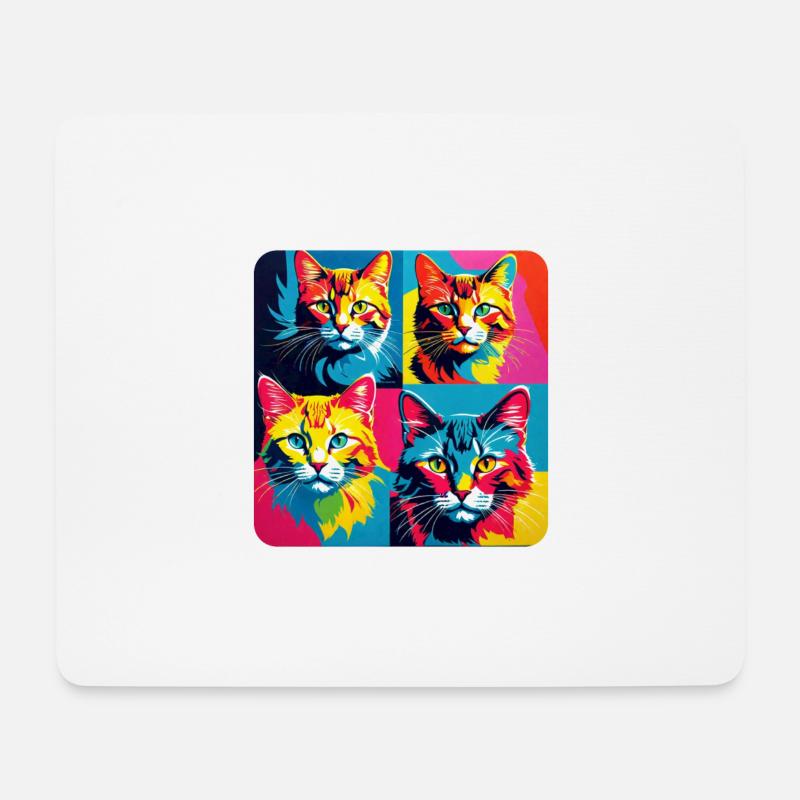 cats popart - Mousepad (Querformat) - Weiß