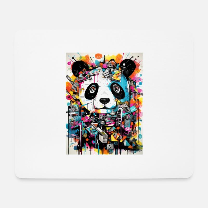 Panda greffiti geometrie - Mousepad (Querformat) - Weiß