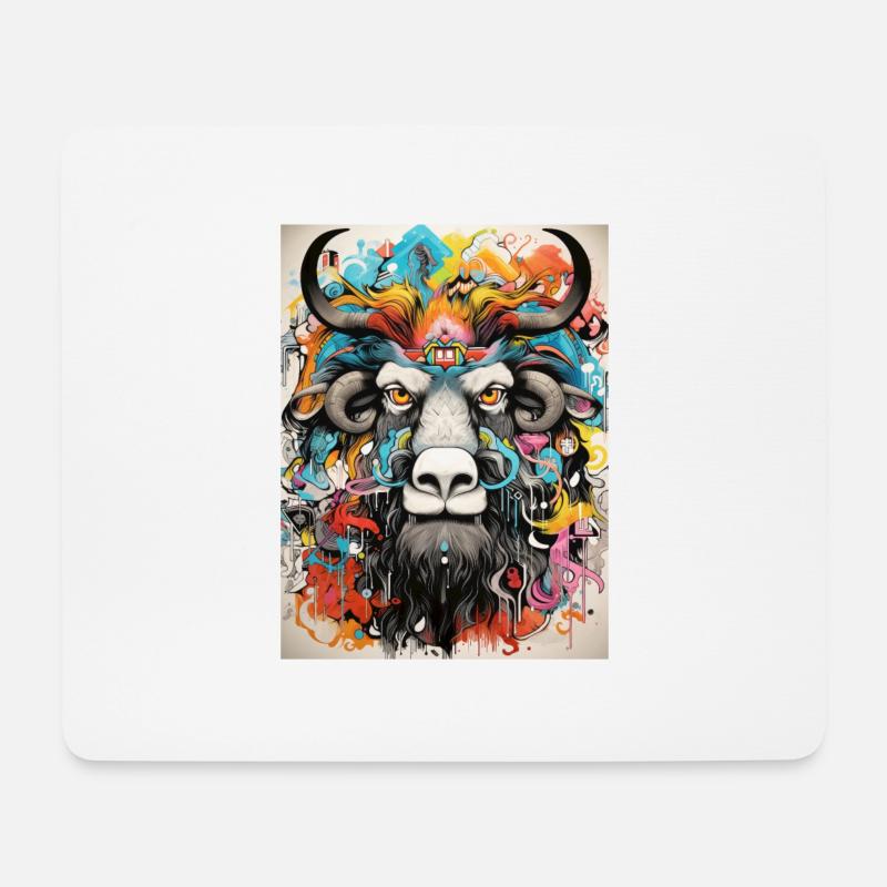 Bison Graffiti Geometry - Mouse Pad (horizontal) - white