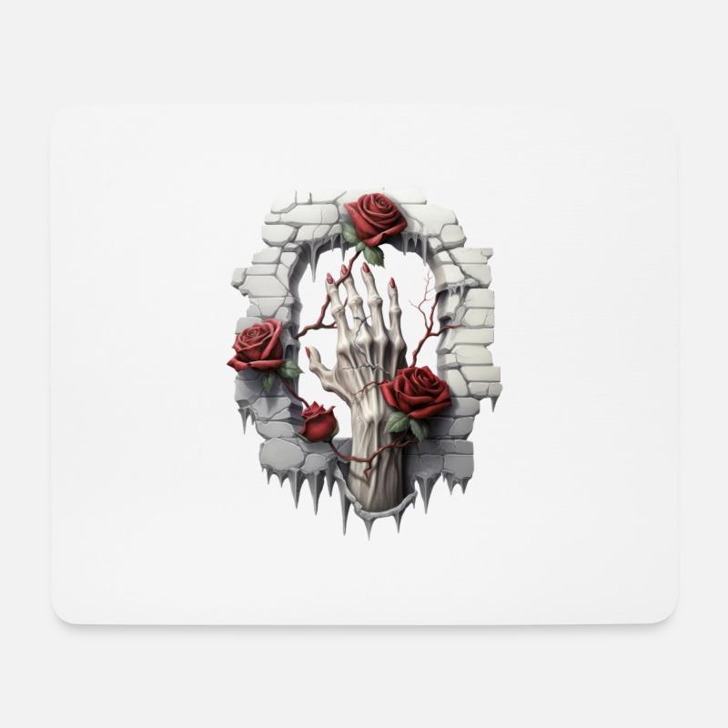 Rosen und Illustrationen: Eine Gothic-Sammlung - Mousepad (Querformat) - Weiß