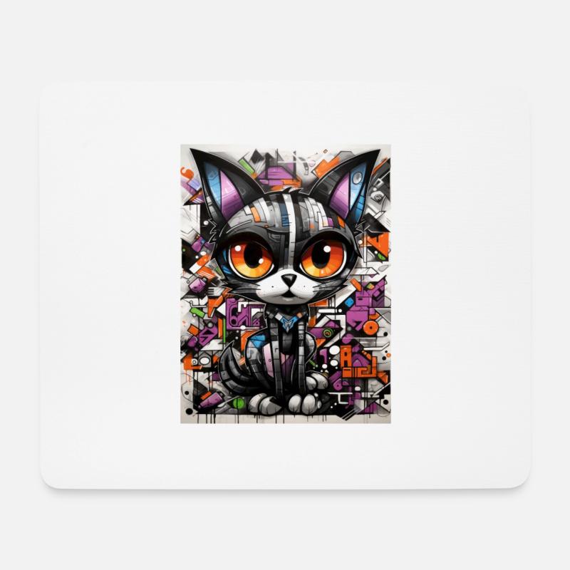 katze graffiti geometrie inspiration - Mousepad (Querformat) - Weiß