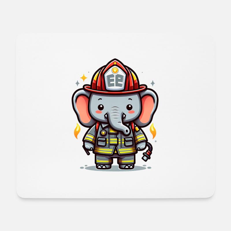 Cute Elephant Firefighter - Mousepad (Querformat) - Weiß