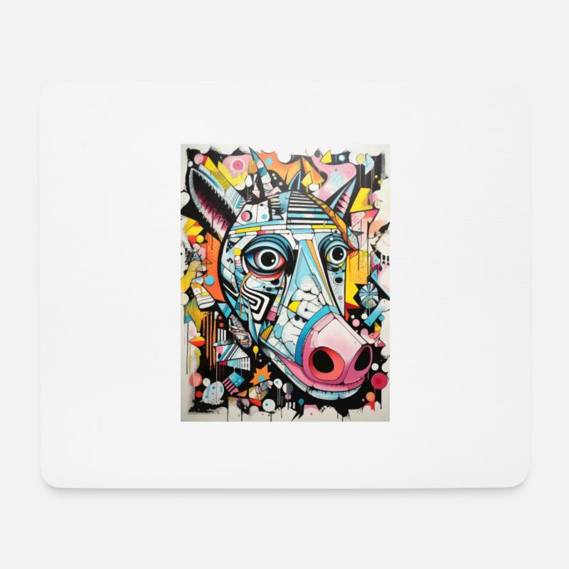 Tapirgeometri abstrakt - Musemåtte (tværformat) - hvid