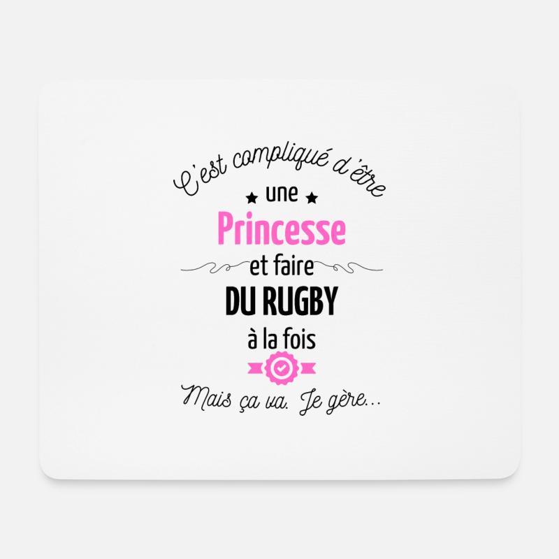 Prinzessin & Rugby - Mousepad (Querformat) - Weiß