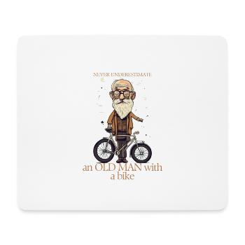 Witzig: Unterschätze niemals einen alten Mann mit einem Fahrrad - Mousepad (Querformat) - Weiß - Vorne