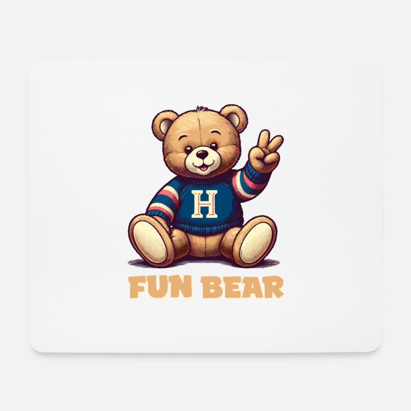 Fun Bear - Mousepad (Querformat) - Weiß