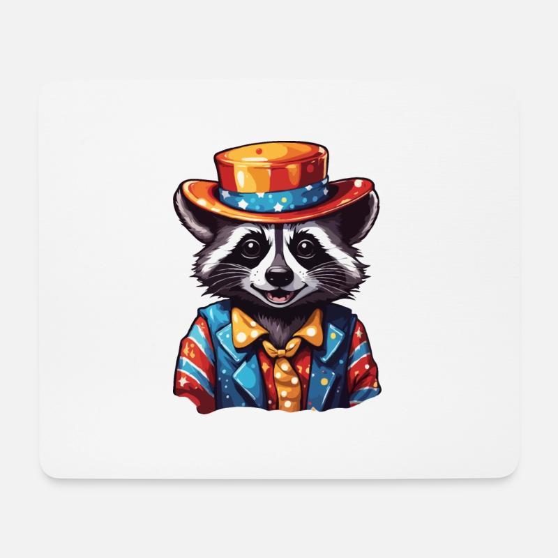 Clown Tier / Zirkus / lustig / bunt / Waschbär - Mousepad (Querformat) - Weiß
