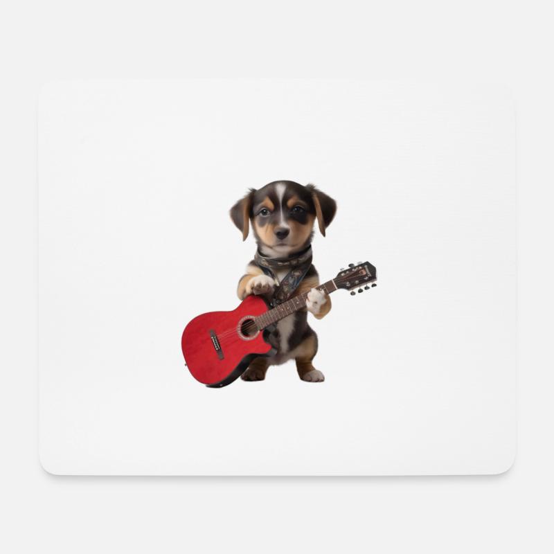 Dog Puppy Guitar - Mouse Pad (horizontal) - white