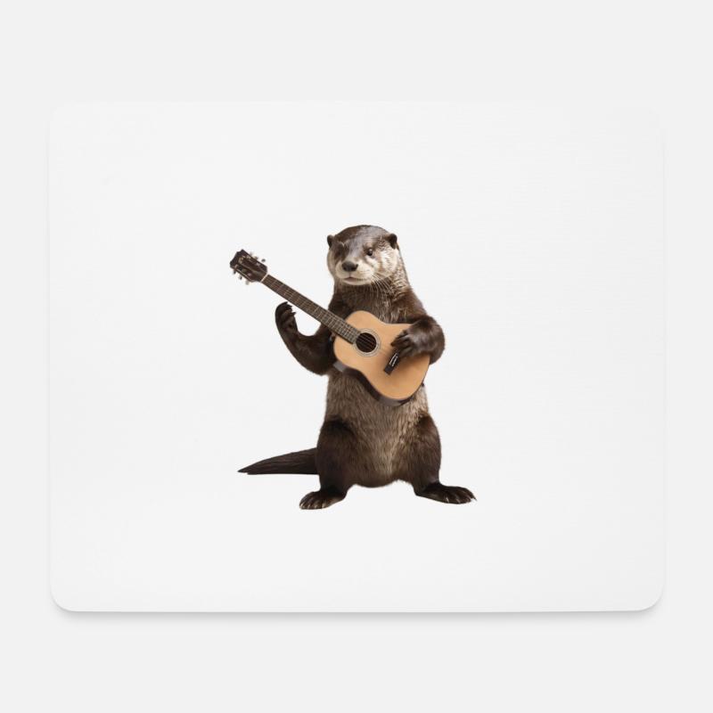 Otter Gitarre - Mousepad (Querformat) - Weiß