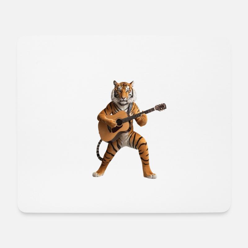 Feline Tiger Guitar - Mouse Pad (horizontal) - white