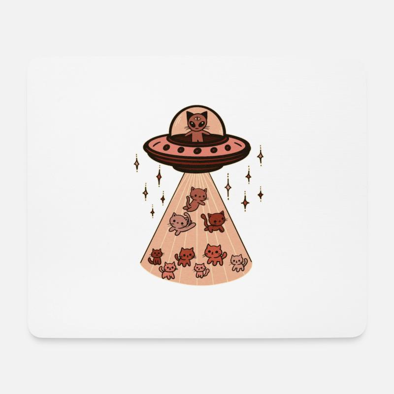 Aliens loves cats - Mouse Pad (horizontal) - white