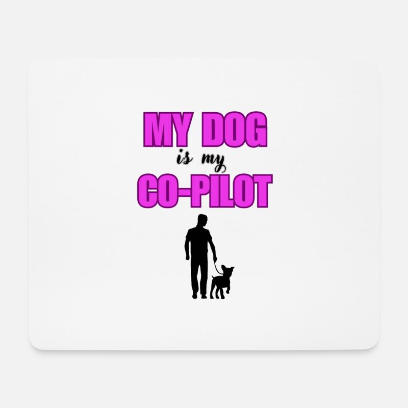 "Mein Hund, mein Co-Pilot" - Mousepad (Querformat) - Weiß