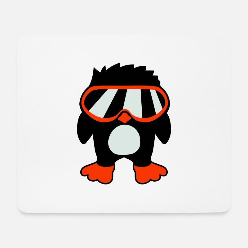 Pinguin Vogel Coole Schibrille DJ Spaß Vögelchen - Mousepad (Querformat) - Weiß