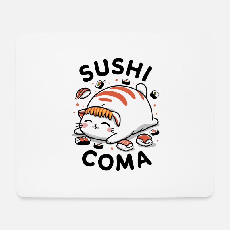 Sushi-Katze - Mousepad (Querformat) - Weiß