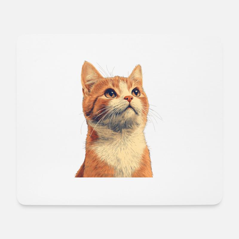 Cute Ginger Cat - Mouse Pad (horizontal) - white