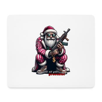 Weihnachtsmann in Russenhocke und lustigem Spruch - Mousepad (Querformat) - Weiß - Vorne