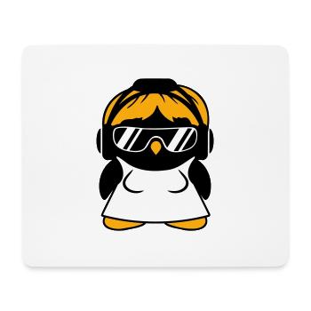 Pinguin DJ Girl Kleid Frau Kopfhörer Sonnenbrille - Mousepad (Querformat) - Weiß - Vorne