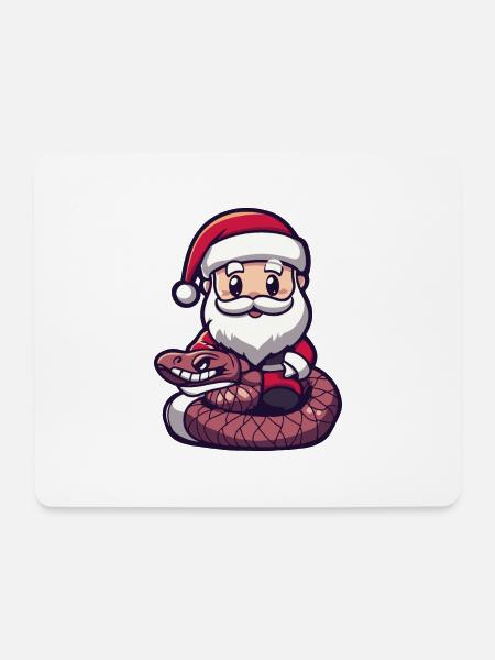 Schlange Kobra Weihnachtsmann Cartoon - Mousepad (Querformat) - Weiß