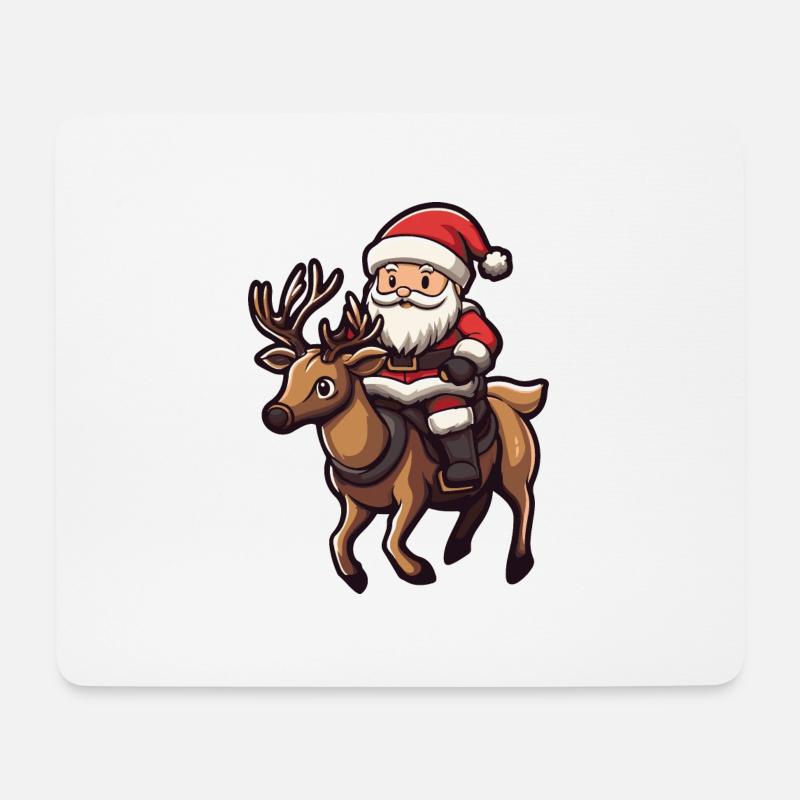 Hirsch Weihnachtsmann Cartoon - Mousepad (Querformat) - Weiß