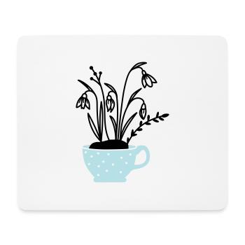 Schneeglöckchen in Tasse - Mousepad (Querformat) - Weiß - Vorne