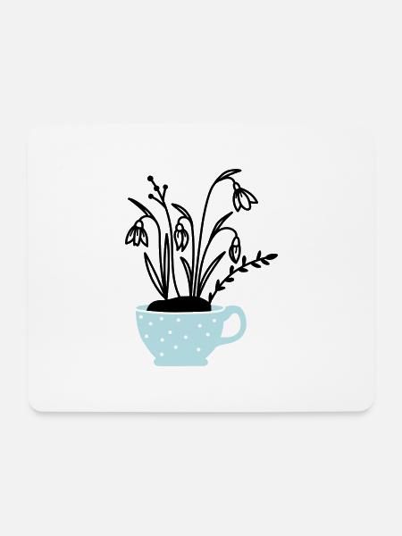Schneeglöckchen in Tasse - Mousepad (Querformat) - Weiß