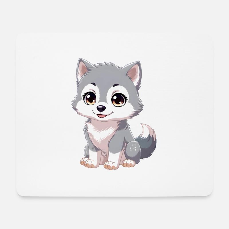 Baby- Wolf - Mousepad (Querformat) - Weiß